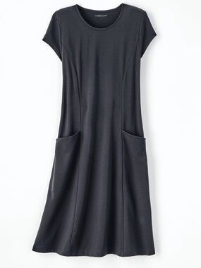 Coldwater Creek Black Destinations Seamed Knee Length Dress, Sz L